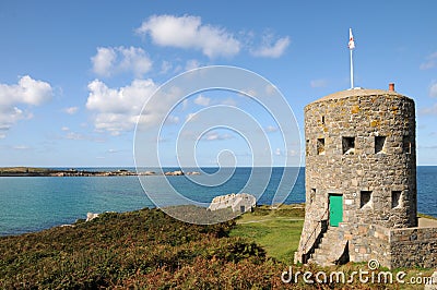 Martello Tower, Lâ€™Ancresse Bay, Stock Photo